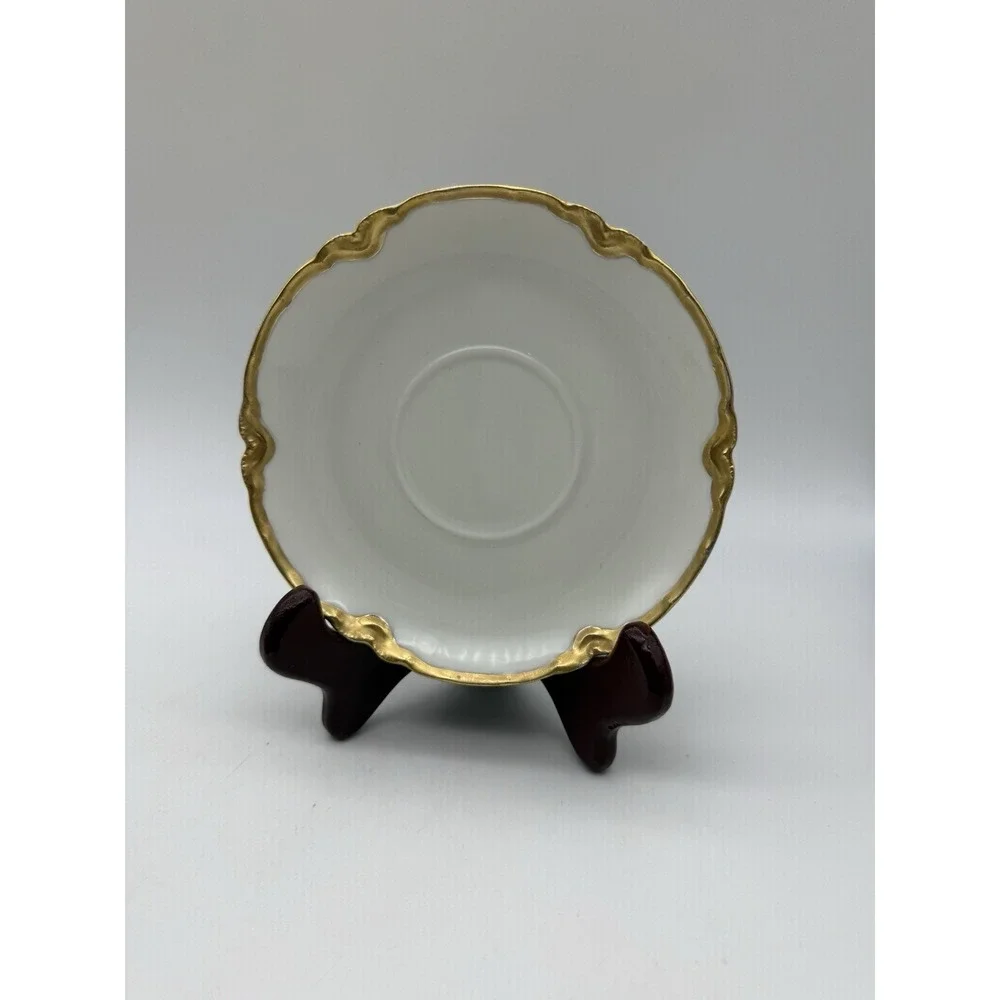 4 Antique Haviland France Limoges Gold Gilt Ranson Bouillon Cups & Saucers